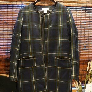 H&M Navy/Green Plaid formal Coat / Jacket